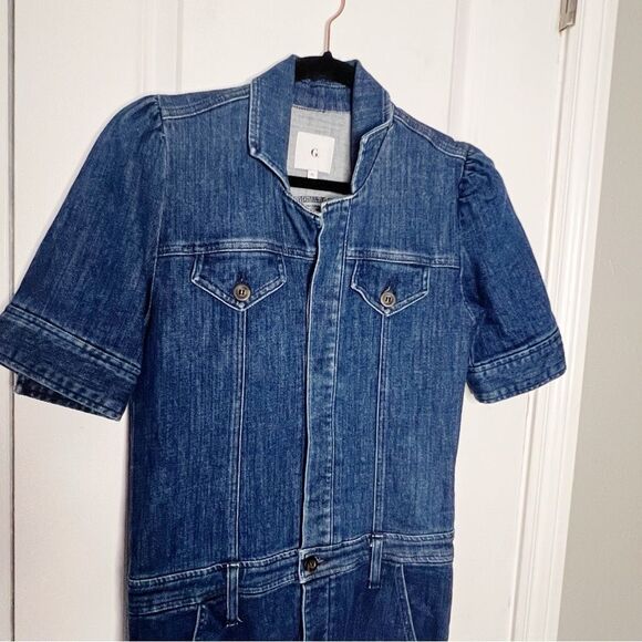 G. Label by Goop Katie stretch denim coverall short sleeve jumpsuit Size XS - Picture 4 of 8